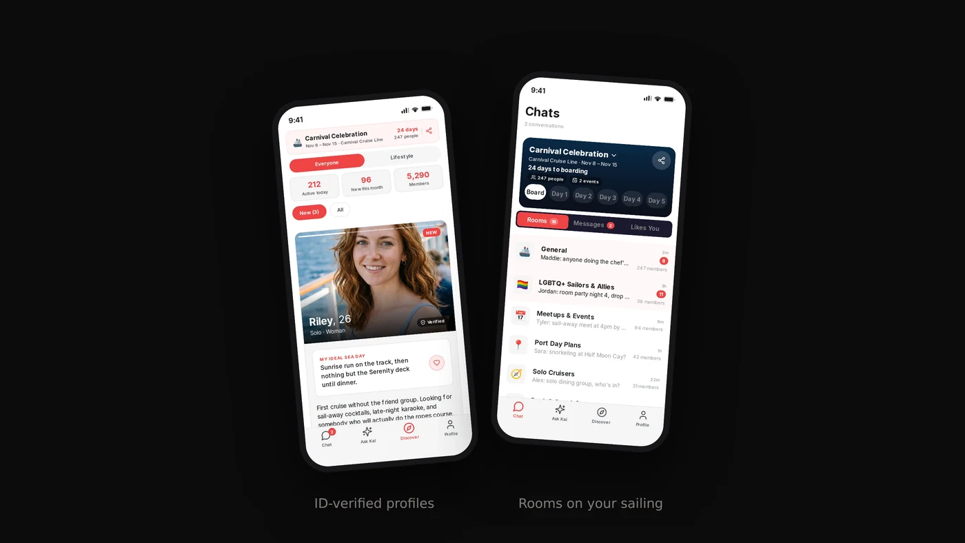 Nautir ID-verified profiles and rooms for one sailing